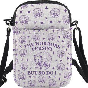 Compact Canvas Shoulder Bag with Zipper: Inspirational 'Horrors Persist' Quote